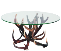 Tisch im Jagdstil mit Glasplatte